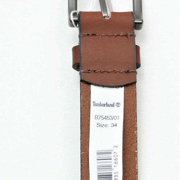 Timberland Size 38 Men's Classic Leather Belt Made in USA Brown New - Picture 6 of 9